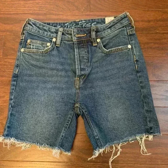 Free People Distressed Denim Shorts - Picture 2 of 7